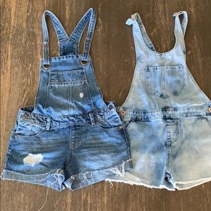 Bundle of 2 girl short overalls